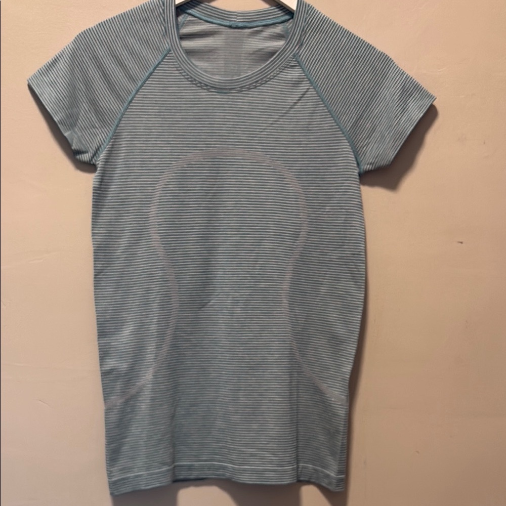 Striped Short Sleeve Active Tee - Light Blue